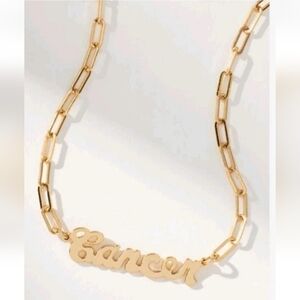 Anthropologie Gold Plated Zodiac Necklace Cancer Sign New